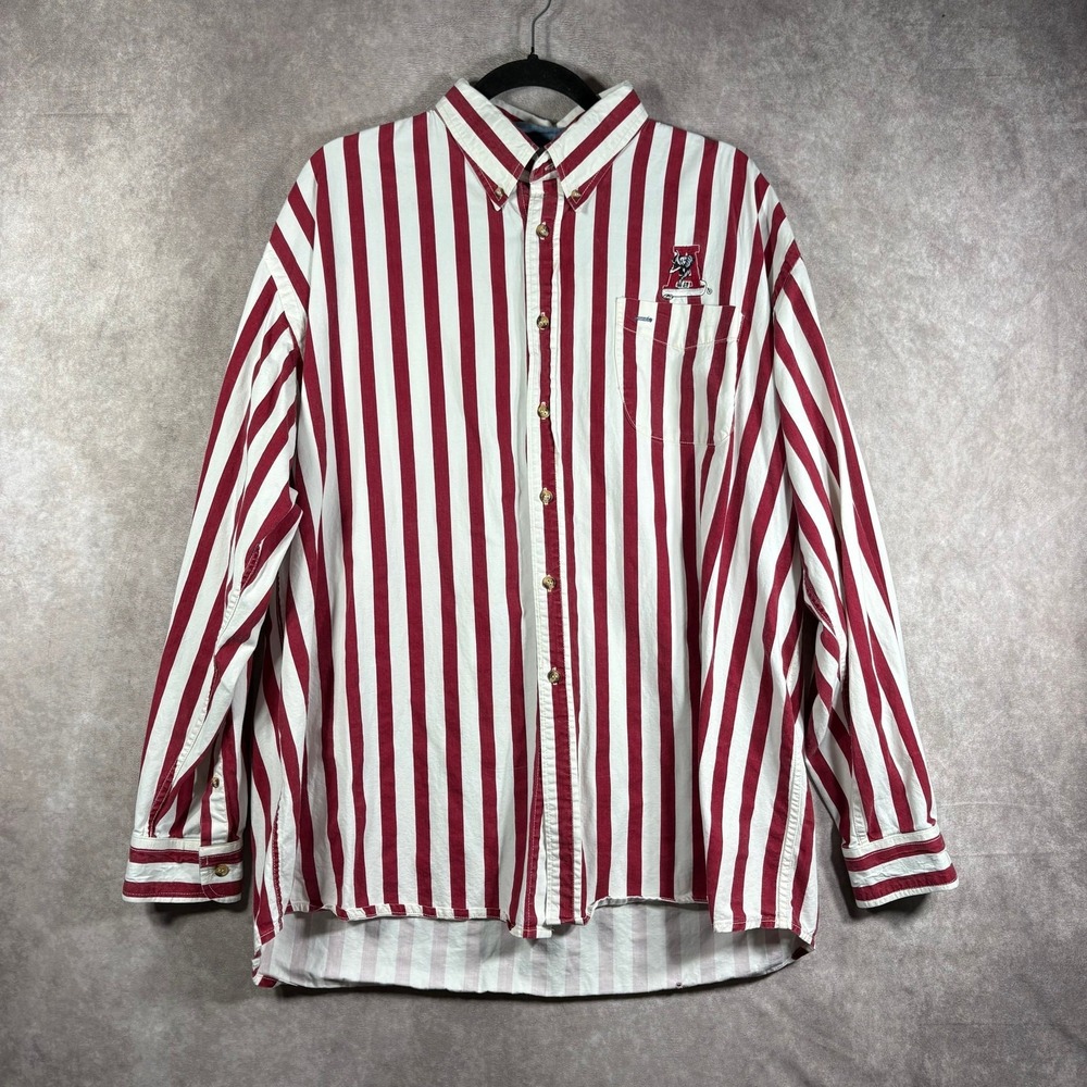 Vintage Castaways Alabama Shirt Mens XL Red White‎ Striped Button Down Preppy